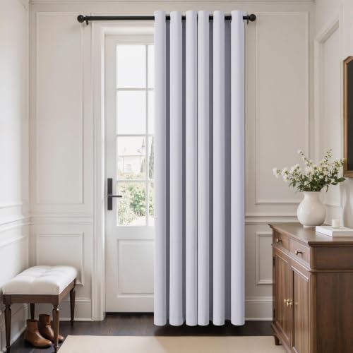 Closet Curtain for Open Closet Without Door Grommet Top 34x80 Inches (Greyish White / 34"W x 80"L (Pack of 2))