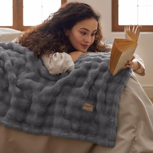 Cloud Bubble King Throw Blanket for Bed (07 Grey / King (108" X 90"))