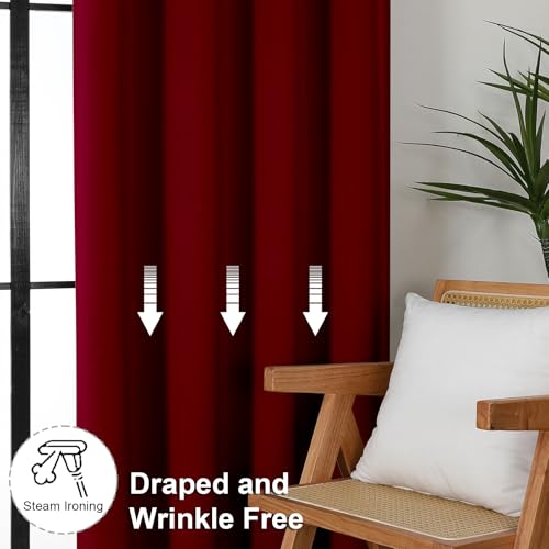 Ava Red Blackout Curtains for Bedroom 72 Inch Length 2 Panels Set (Red / 40"W x 72"L (Pack of 2))