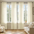 Light Cream Sheer Curtains 102 Inches Long 4 Panels 42 x 102 Inches (42"W x 102"L (Pack of 4) / Light Cream)