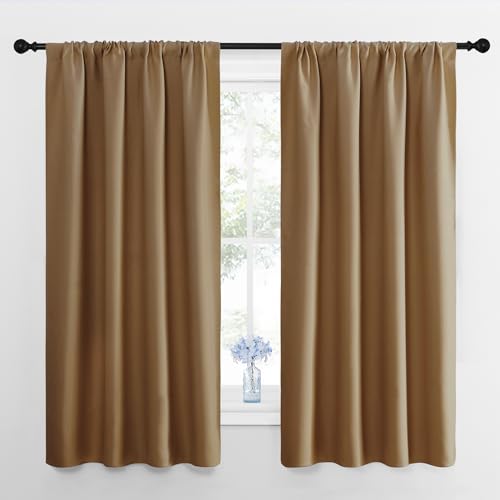Gold Brown Blackout Curtains Panels for Window (Gold Brown / 42"W x 63"L (Pack of 2))