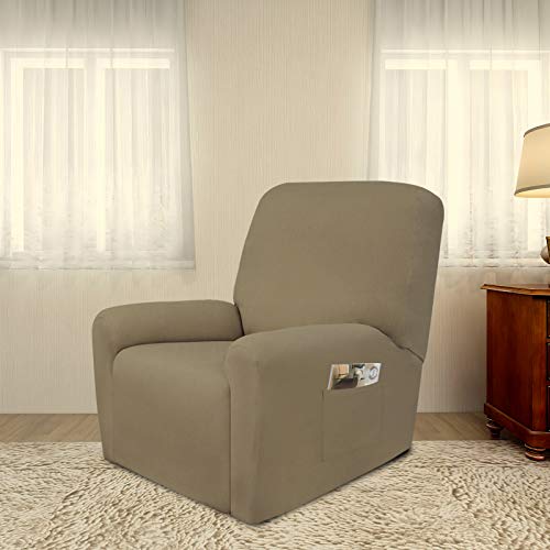 Stretc Recliner Chair Covers Fleece Soft Couch Covers for Sofa (Small Recliner Chair / Tan)