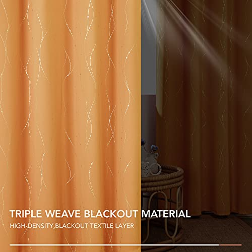 Living Room Curtains 72 Inches Long (Orange/Wave Dots / 42"W x 72"L (Pack of 2))