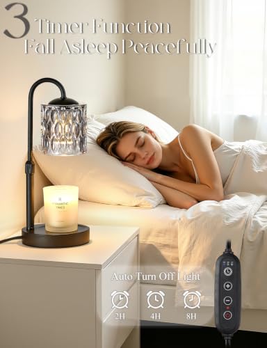 Dimmable Candle Warmer Lamp with Timer (Black-gray Glass)