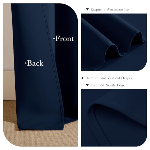 Blackout Curtain Panels for Kitchen (Navy Blue / 34"W x 45"L (Pack of 2))