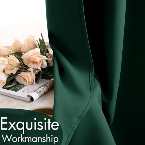 Hunter Green Blackout Bedroom Curtains Drapes 96 Inch Long 52"x96" (Hunter Green / 52"W x 96"L (Pack of 2))