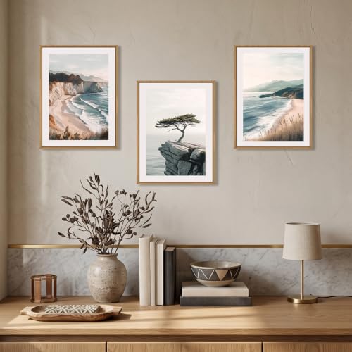 Amalfi Coastal Beach Framed Canvas Wall Art Set (Coastal Beach Wall Art / 12"L x 16"W)