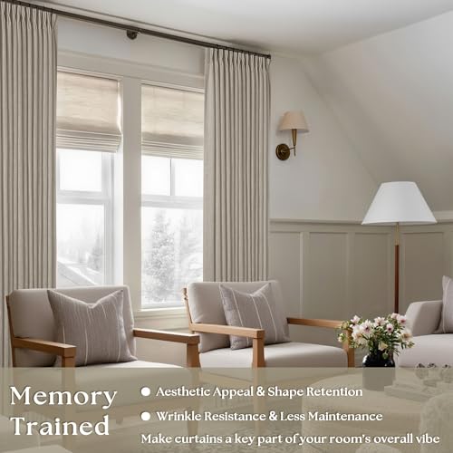 Pinch Pleated Linen 94 Inch Curtains for Living Room Burlywood Birch (Burlywood Birch / 40"W x 94"L (Pack of 2))