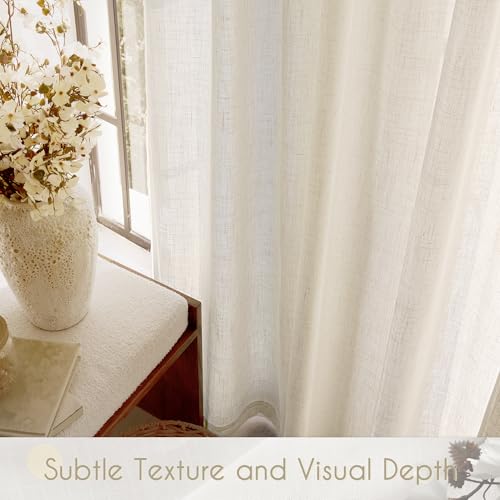 Faux Linen Beige Curtains 72 inches Long for Living Room Rustic Farmhouse Linen Drapes Semi Sheer Burlap Textured Canvas Cloth Curtain Panels Set of 2 Kahki Tan Colored (Linen / 52"W x 72"L (Pack of 2))