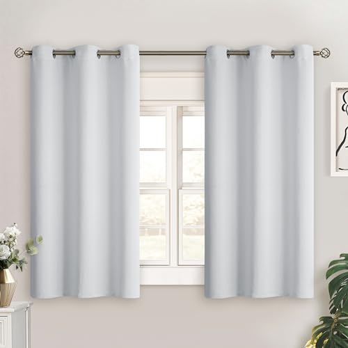 Short Curtains for Small Window 45 Inch (Greyish White / 38"W x 45"L (Pack of 2))