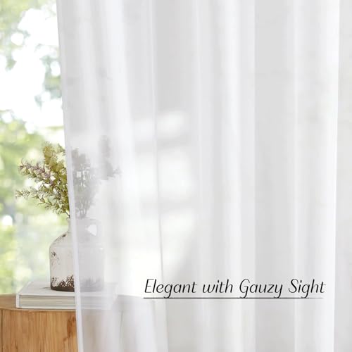 White Sheer 54 inch Length Curtains (White / 30"W x 54"L (Pack of 2))