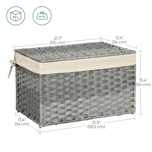 Woven Storage Basket with Lid (65 L / Gray)
