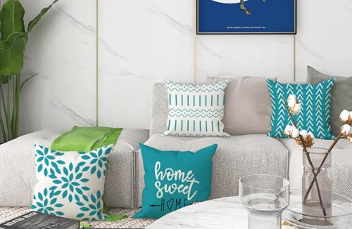 Pillow Covers 18x18 Set of 4 (Aqua Blue / 18" x 18" (Pack of 4))