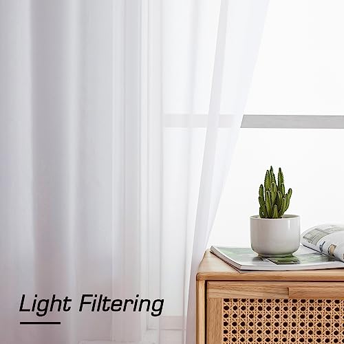 Sheer White Curtains 96 Inches Long (White / 42"W x 96"L (Pack of 2))
