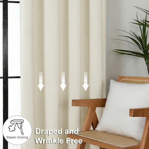 Ava Light Beige Short Light Filtering Curtains for Bedroom 54 Inches Long 2 Panels Set (Light Beige / 40"W x 54"L (Pack of 2))