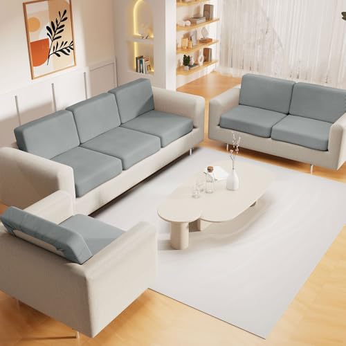 Waterproof Couch Cushion Covers for Pets (Light Grey / 1 Chaise+2 Seater)