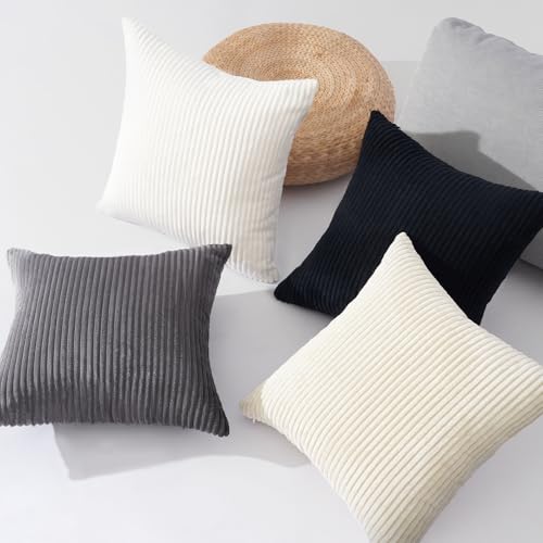 Black and White Decorative Throw Pillow Covers Cushion Cases (Black White / 22" x 22" (Pack of 4))