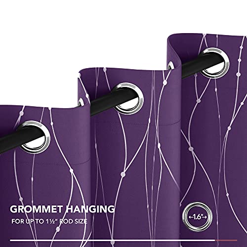Living Room Curtains 45 Inches Long (Purple Grape/Wave Dots / 38"W x 45"L (Pack of 2))