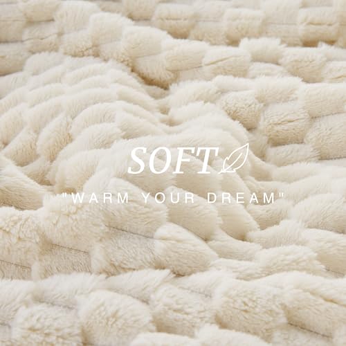 Turtle Shell Throw Blanket Cream for Couch Gentle Soft Fleece (Cream / Throw)