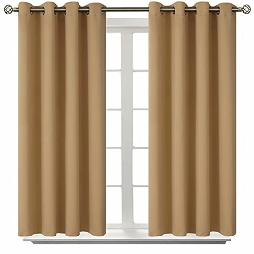 Blackout Curtains for Living Room (Khaki / 52"W x 45"L (Pack of 2))