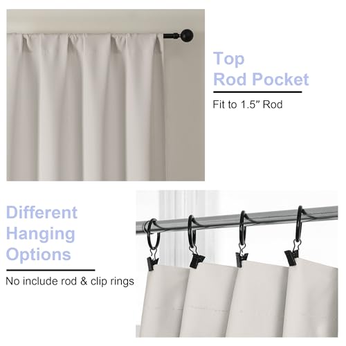Natural Blackout Curtains for Bedroom 102 Inches Long 2 Panels (Natural / 50"W x 102"L (Pack of 2))