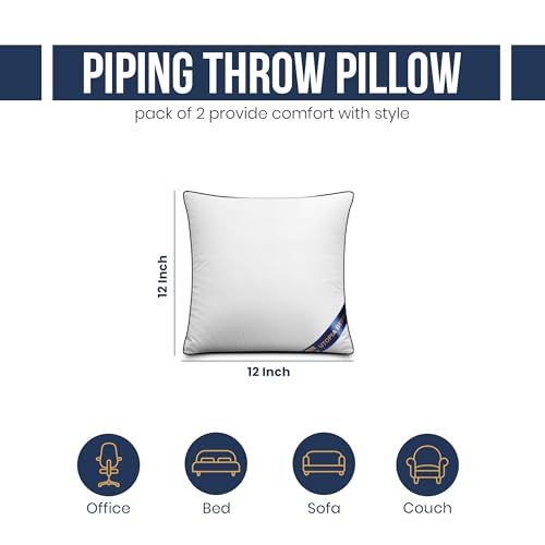 Premium Piping Throw Pillows 12x12 (12x12 Inch)