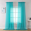 2 Panels Sheer Window Curtain Panels 96" Length for Bedroom (Turquoise / 42"W x 96"L (Pack of 2))