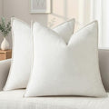 Chenille Cream White Velvet Throw Pillow Covers 20x20 Set of 2 (Cream White / 20" x 20" (Pack of 2))