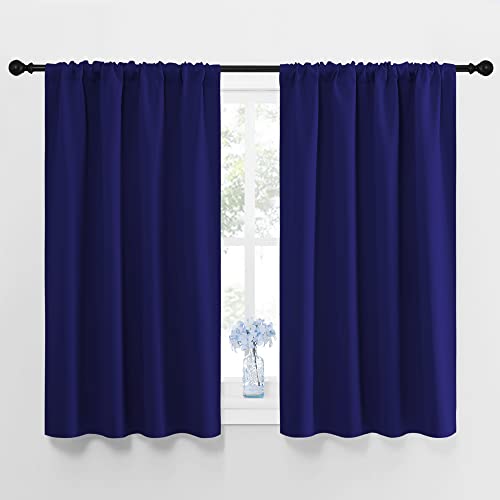 Navy Blue Curtains Blackout Draperies (Royal Blue / 42"W x 45"L (Pack of 2))