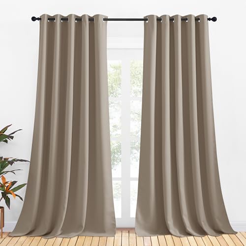 Bedroom Curtains Blackout Drapery Panels (Taupe / 70"W x 108"L (Pack of 2))