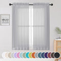 Sheer Curtains 63 inch Length for Bedroom Living Room 2 Panels Set (Light Grey / 42"W x 63"L (Pack of 2))