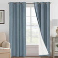 100% Blackout Linen Curtains 84" L 2 Panels Stone Blue (Stone Blue / 42"W x 84"L (Pack of 2))