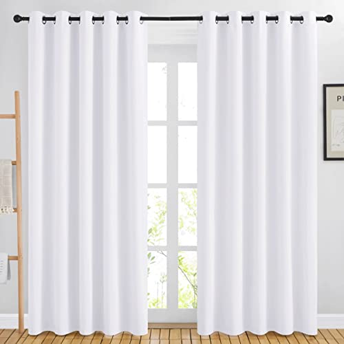 84 inch Long White Curtains (Pure White / 66"W x 84"L (Pack of 2))