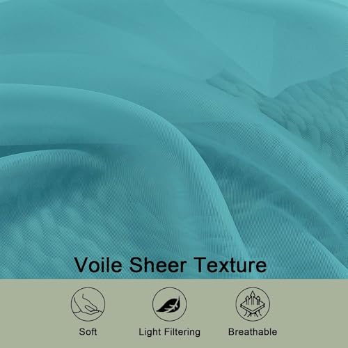Turquoise Sheer Curtains 72 Inches 2 Panels for Living Room 59" Wide (Turquoise / 59"W x 72"L (Pack of 2))