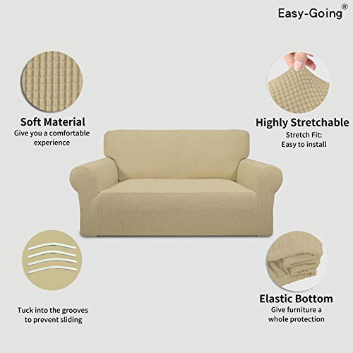 Stretch Loveseat Couch Covers Washable Beige (Medium Loveseat / Beige)