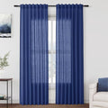 Classic Blue Linen Curtains 84 Inch Length 2 Panels Set for Living Room Rod Pocket Back Tab Light Filtering Window Drapes for Bedroom Dining Room Protect Privacy Modern Farmhouse Decor 52x84 (52"W x 84"L (Pack of 2) / Classic Blue)