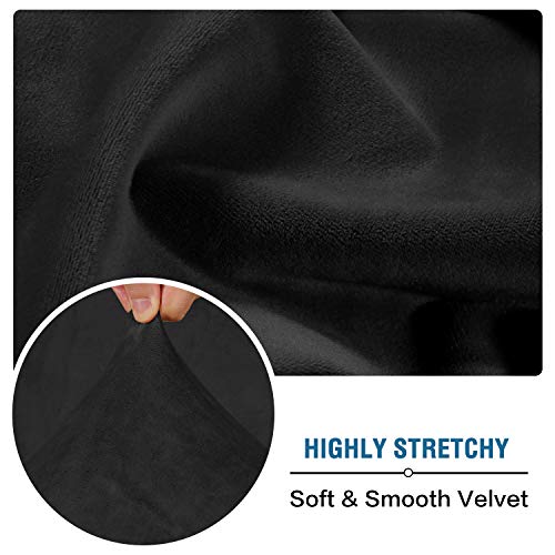Velvet Stretch Couch Cushion Cover Plush Cushion Slipcover for Chair Loveseat Sofa Cushion Furniture Protector Seat Cushion Sofa Cover (Black / 2 Cushion Sofa)