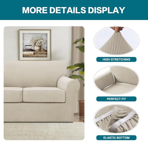 3 Piece Sofa Covers for 2 Cushion Couch Sofa Slipcover Soft Couch Cover for Dogs (Sofa (2 Cushion) / Island Fossi)