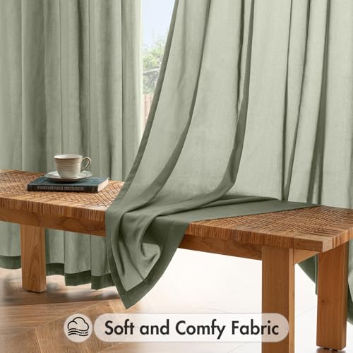 Sage Green Privacy Sheer Curtains 2 Panels 42W x 96L (42"W x 96"L (Pack of 2) / Sage Green)