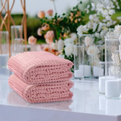 12 Pcs Flannel Blankets Bulk (Dusty Pink)