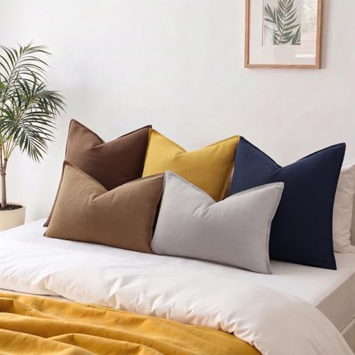Fall Light Grey Linen Throw Pillow Covers 12x20 Set of 2 (Light Grey / 20" x 12" (Pack of 2))