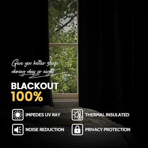 100% Blackout Curtains W100xL84 inch Black Sliding Door Drapes (Grey / 100"W x 84"L (Pack of 1))