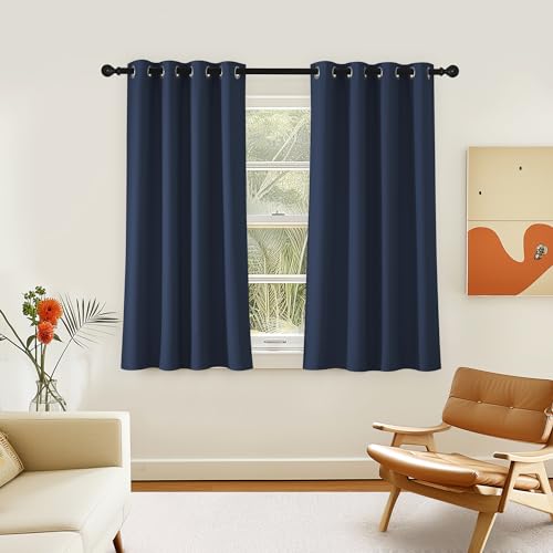 Navy Blue Blackout Curtain 54 inch Length (Navy / 46"W x 54"L (Pack of 1))
