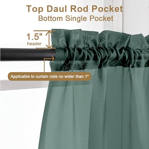 Hunter Green Sheer Curtains 96 inches Long 2 Panels (Hunter Green / 42"W x 96"L (Pack of 2))