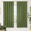 Light Filtering Linen Curtains 63 inches Long for Bedroom 2 Panels (Olive Green-1 / 52"W x 63"L (Pack of 2))