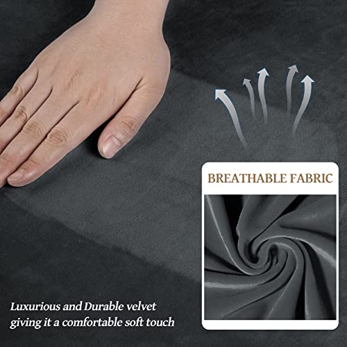 4 Pieces Couch Cover for Sofa Velvet Sofa Covers Washable (Large / Dark Grey)