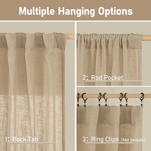 Linen Blended Curtains for Bedroom (Brown / 52"W x 80"L (Pack of 2))