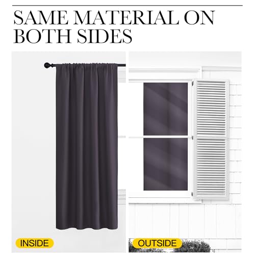 Bedroom Curtains Blackout Draperies (Greyish Purple / 34"W x 63"L (Pack of 2))
