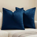 Decorative Navy Blue Velvet Euro Sham Throw Pillow Covers 26x26 Inch (26" x 26" (Pack of 2) / Navy Blue)