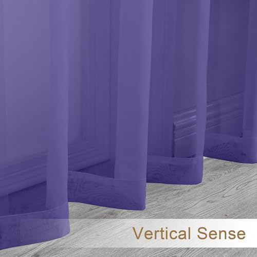 Purple Sheer Curtains 96 inches Long 2 Panels (Purple / 42"W x 96"L (Pack of 2))
